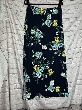 5/$20 Spring Summer Floral Whimsy Cottagecore Fairy Stretch Maxi Skirt Navy Blue